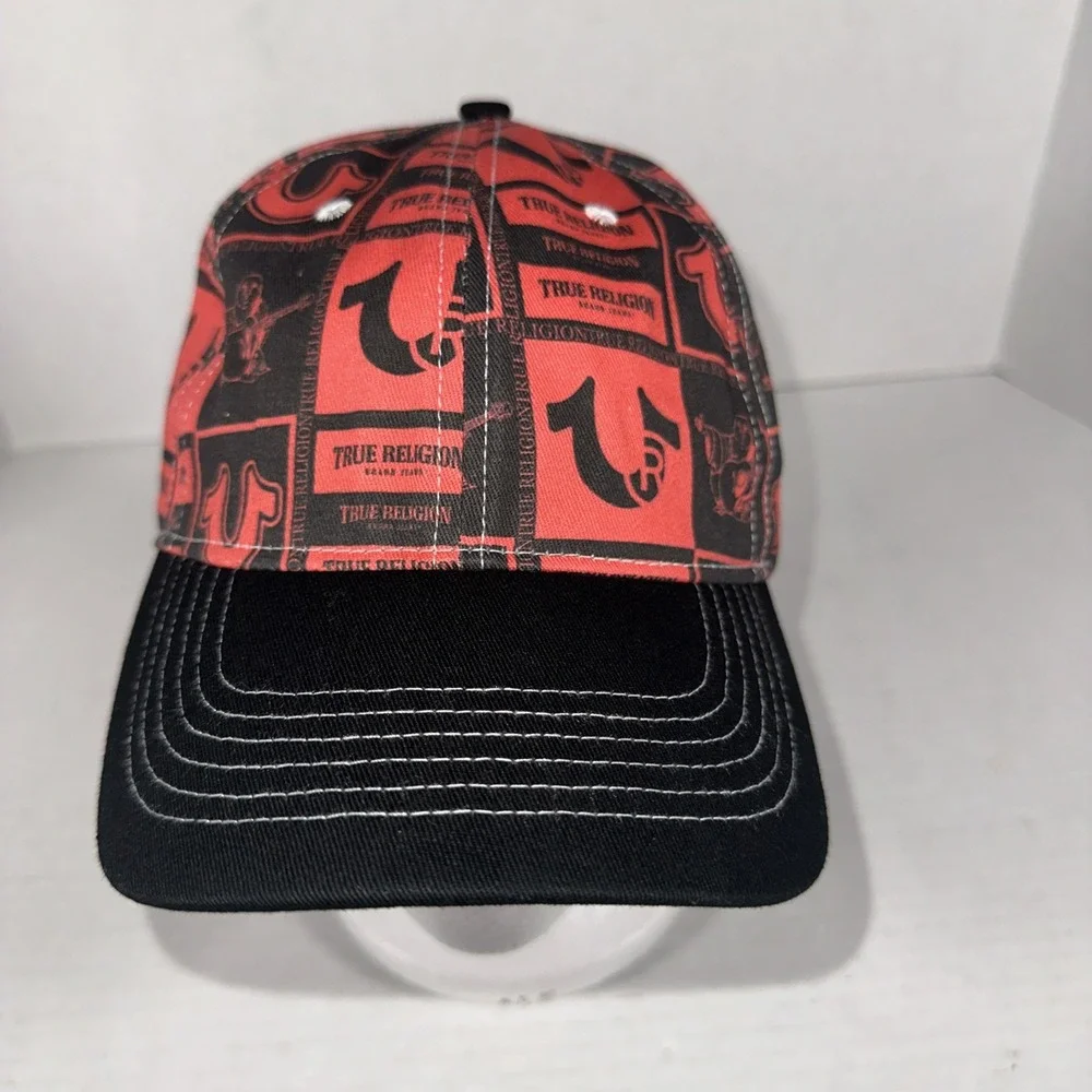 True Religion Men's Black and Red Logo Cap New‎